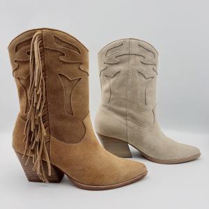 Wholesale Bone Womens Leather Dress Ankle Boots Durable Brown Suede Tassel Boots from china suppliers