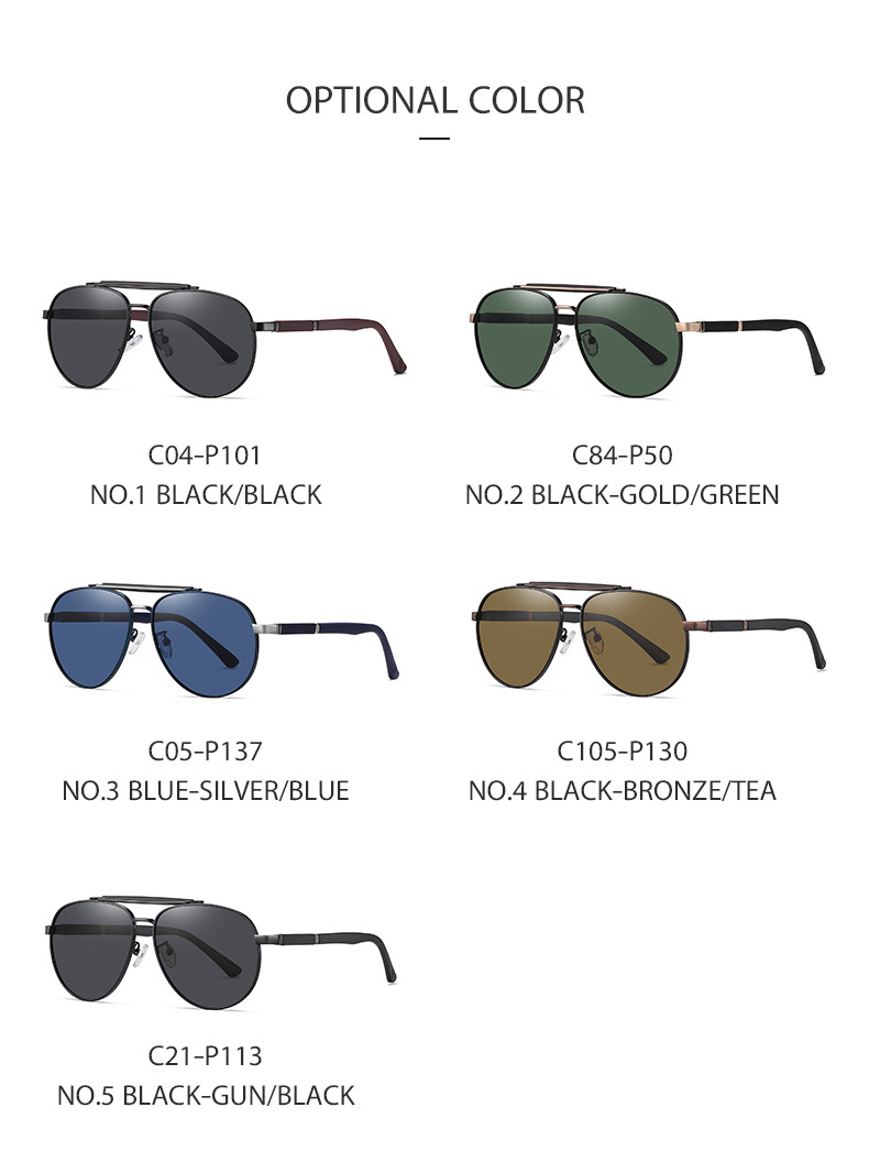 HD Polarized Round Metal Sunglasses Driving Anti Glare Sunglasses 61mm Lens