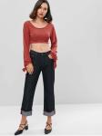 Open Back Knotted Cut Out Long Sleeve Knit Top Women