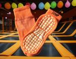 Sky Zone Anti Slip Trampoline Safety Socks , Orange Breathable Grip Socks With