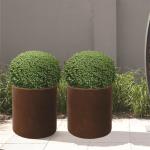 800mm Decorative Metal Garden Pots Cylindrical Corten Steel Planter Boxes