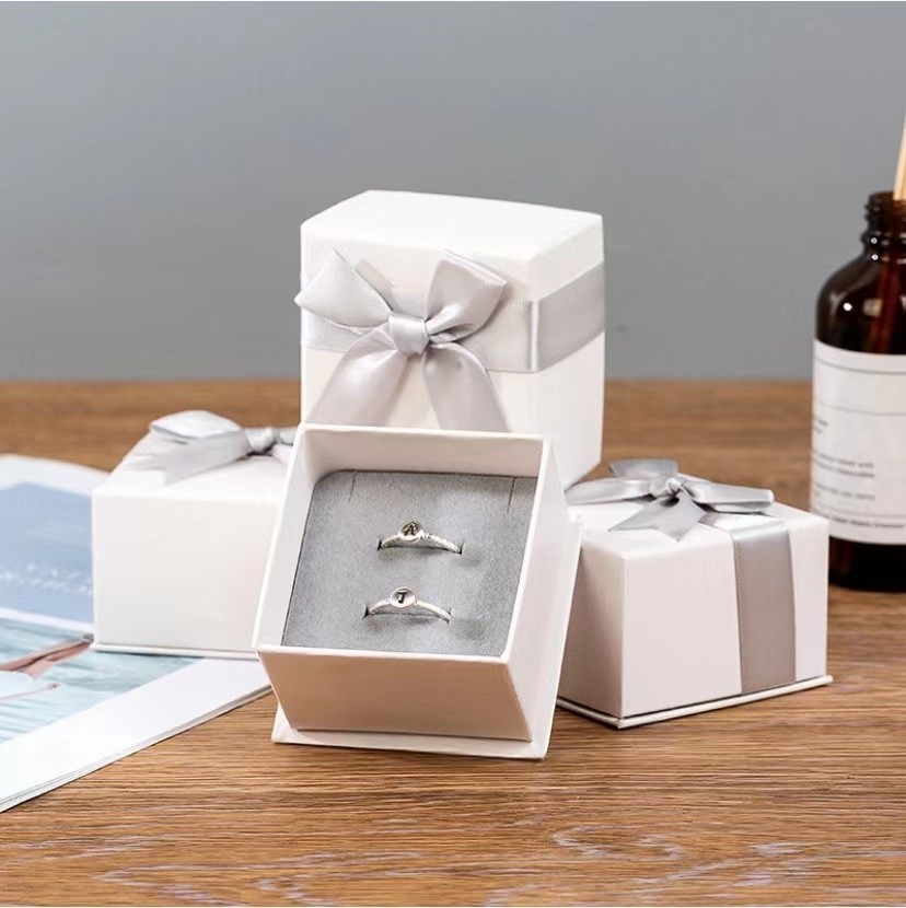 Silk Screen Printing Paper Jewellery Packaging 2 Rings Cardboard Wedding Box