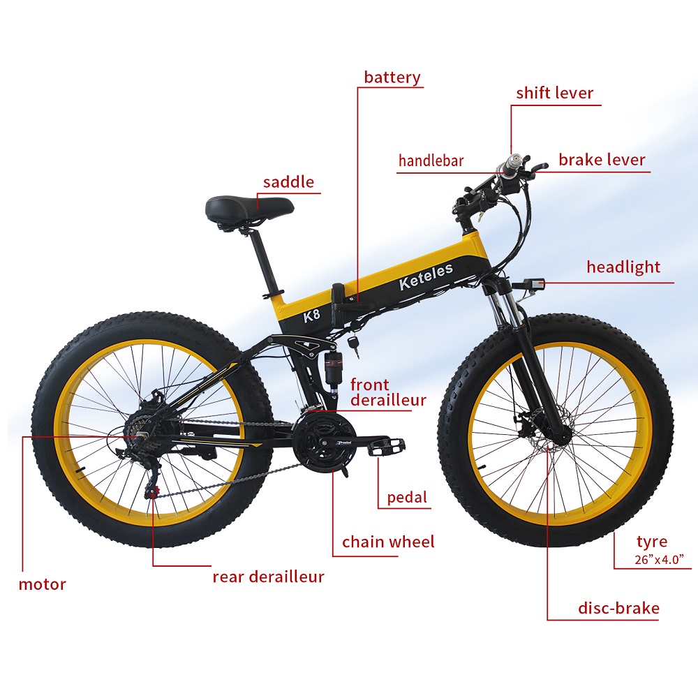 EU Quality 26x4.0 inch Fat Tire Folding E-Bike 1000W Motor 13AH Lithium Battery 21-Speed Electric Bike Drop Shipping Available