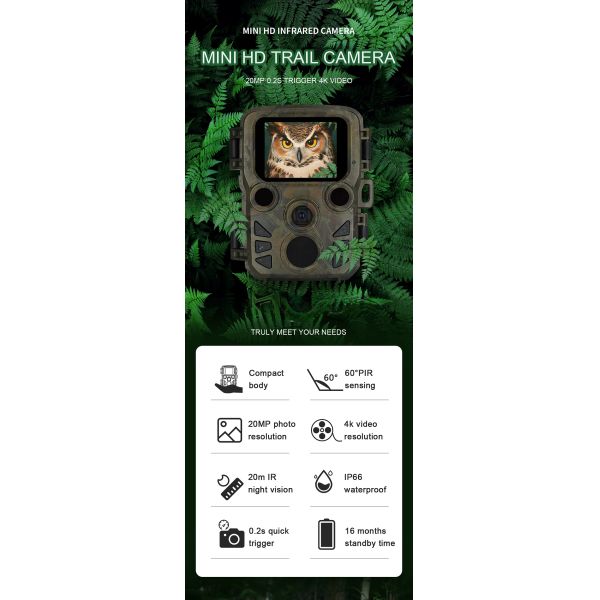 H5812 Outdoor Garden Wildlife Camera Trail Camera 30mp 0.2s Keep Time Trail Camera 512G TF Card