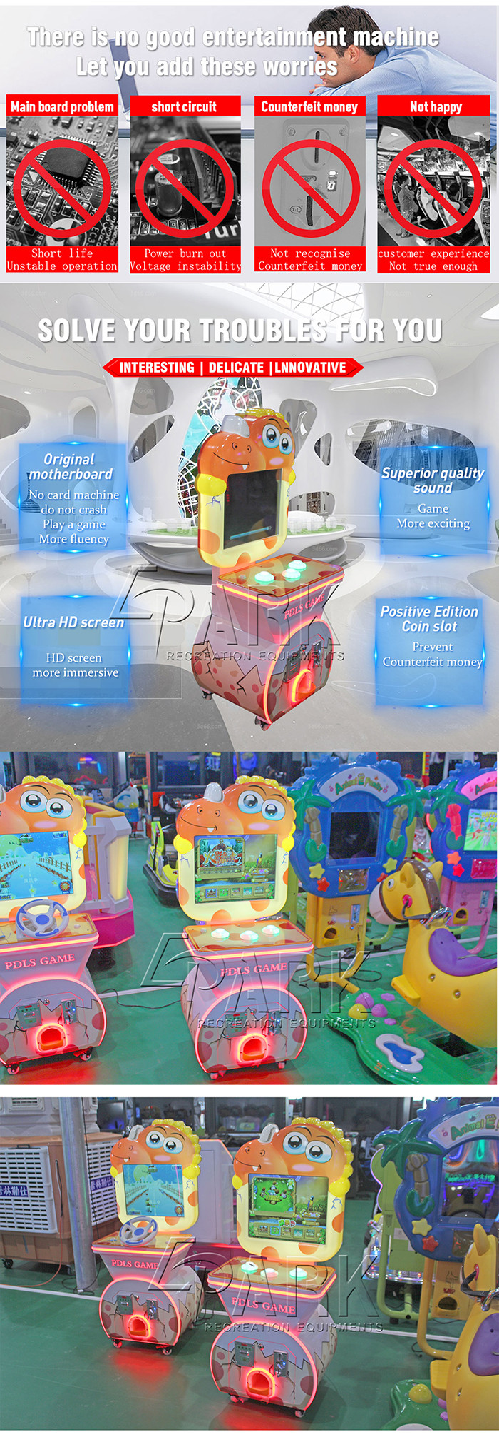 Children Ticket Redemption Gaming Machine Small Dinosaur Series For Amusement Park