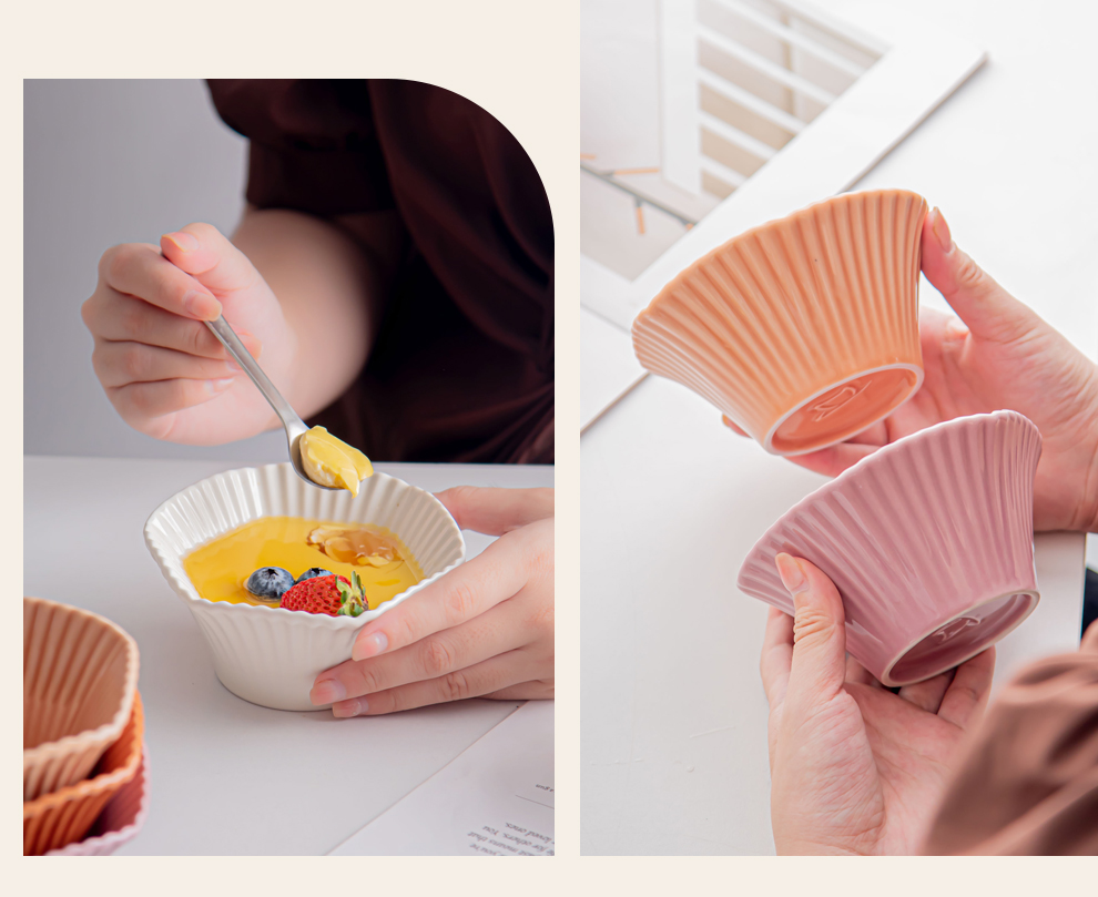 Sustainable Nordic Style Dessert Bowls Set 4.7 Inch Ceramic Porcelain Snack Bowl Cereal