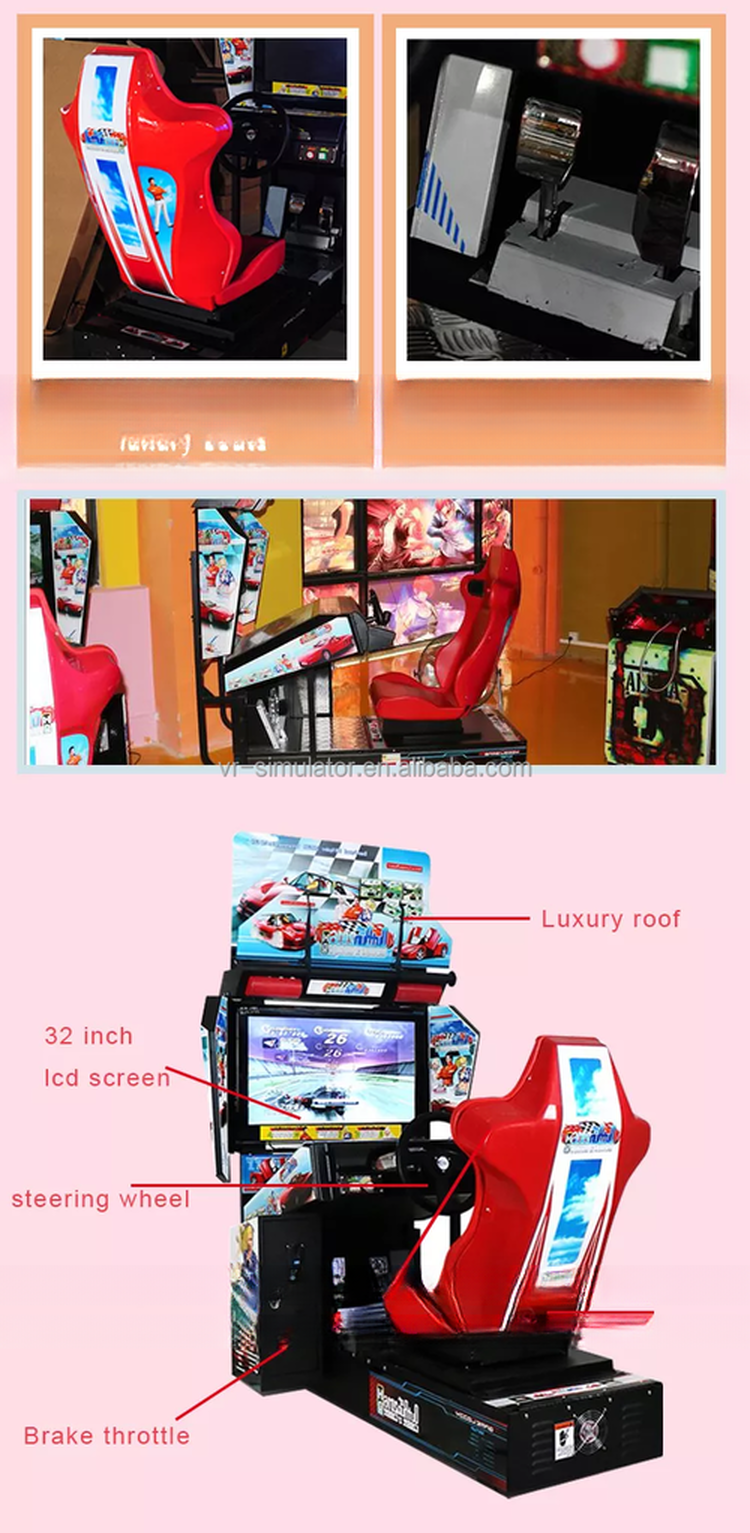 Reliable 32LCD Video Arcade Race Car Machine Simulator For Game Zone