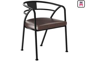 Wholesale Loft Design Industrial Style Metal Restaurant Chairs With Leather Seats Arm Chair from china suppliers