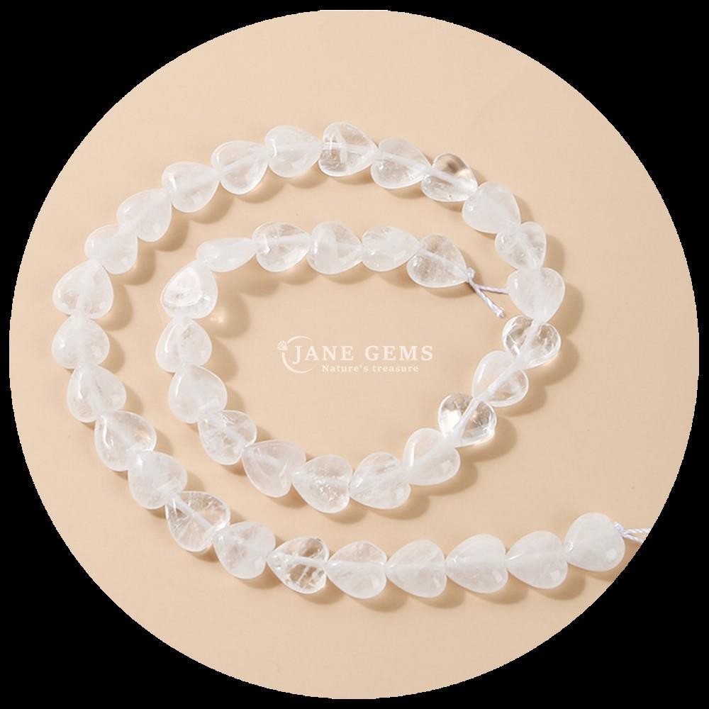 White Jade Gold Sandstone Gem Bead Natural Crystal Heart Shape Stone Loose Bead Strands For Bracelets