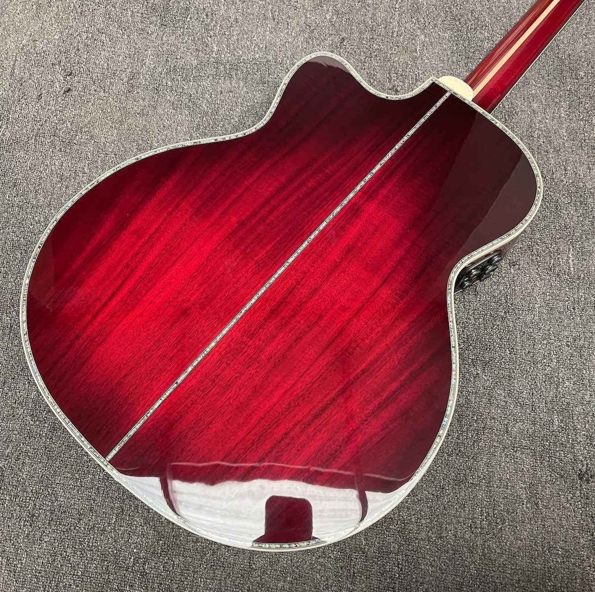 Custom 43 Inch Jumbo Gibson Style SJ200 Cutaway Solid KOA Wood Acoustic Guitar with Double S1-PRO V3 Pickup, Solid Wood Version