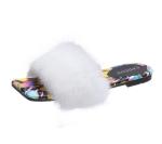 White Custom soft raccoon fur slipper Wholesale price real fur slipper New