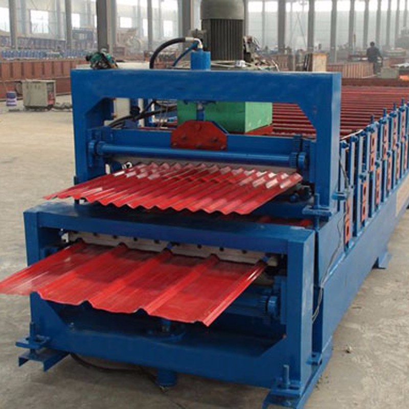 Corrugated Wall Panel Roll Forming Machine , Aluzinc Double Layer Roofing Sheet Roll Forming Machine