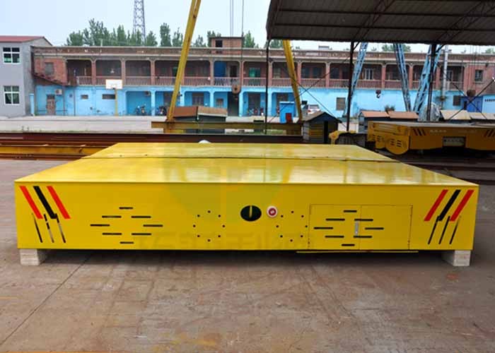 Rubber wheel battery transfer carriage mold injection transfer cart on concrete floor