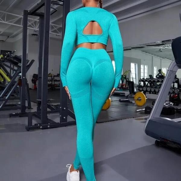 Workout Outfit Sports Wear Push up Yoga Suits Women Long Sleeves Scrunch