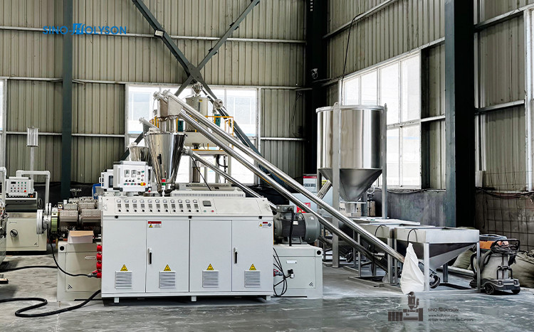 sino holyson HSJZ-65-132 37kw Motor Power WPC Door Frame Production Line / WPC PVC Wooden Door Frame Making Machine