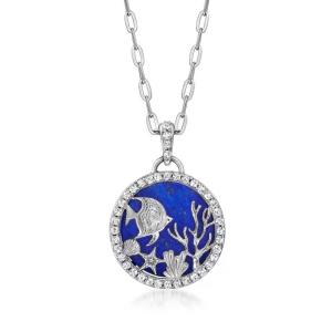 Wholesale Hawai Jewelry Sea Life Paperclip Link CZ Pendant Necklace In Sterling Silver from china suppliers