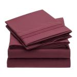 80gsm Microfiber Three Lines Embroidery Bed Sheet Set 4pcs for Bedroom