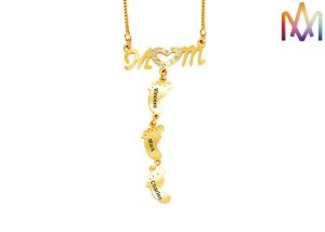 Wholesale 6.5g Baby Footprint Stainless Steel Womens Engraved Necklace from china suppliers