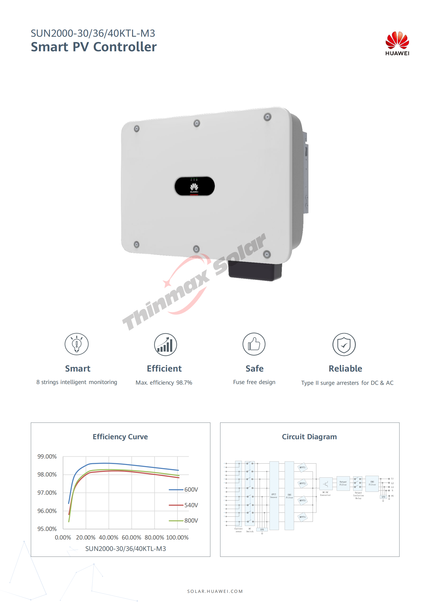 Original Huawei on grid inverter SUN2000-36KTL-M3 30KW 36KW 40KW Three phase HUAWEI inverter