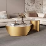 Stainless Steel Circle Coffee And Dining Table Combined Marble