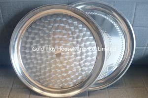 Wholesale Unique design kitchen round tray restaurant professional stainless steel food storage round tray with grape pattern from china suppliers