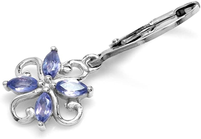0.5 Carat Branch Flower Design JewelersClub Tanzanite Ring Sterling Silver Ring Jewelry with White CZ Accent