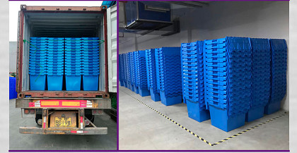 Sorting System 172L Plastic Attached Lid Containers Warehouse Storage