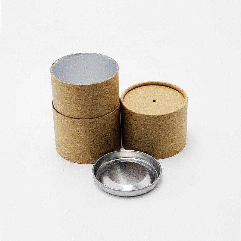 OEM Custom Design Biodegradable Foil Inner Paper Tube Can Packaging With Metal Cover