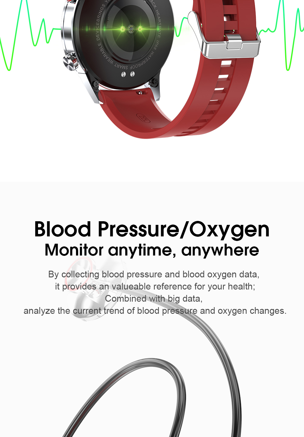 L26 Smartwatch 370mAh Lithium Battery ECG Waterproof Sports apply To Huawei