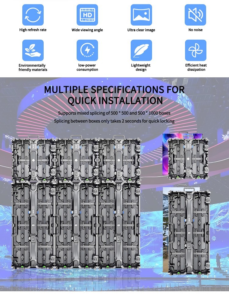 P3.91 Outdoor Rental Led Display Custom Sizes Led Display Screen Full Color Video Stage Wall