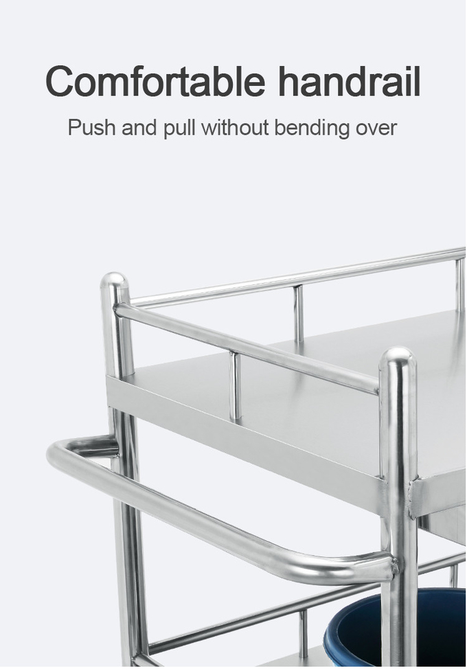 2 Layer Hospital Stainless Steel Medical Instrument Trolley