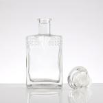 Transparent Round Flint Glass Liquor Wine Vodka Tequila Bottle with Cork Lid