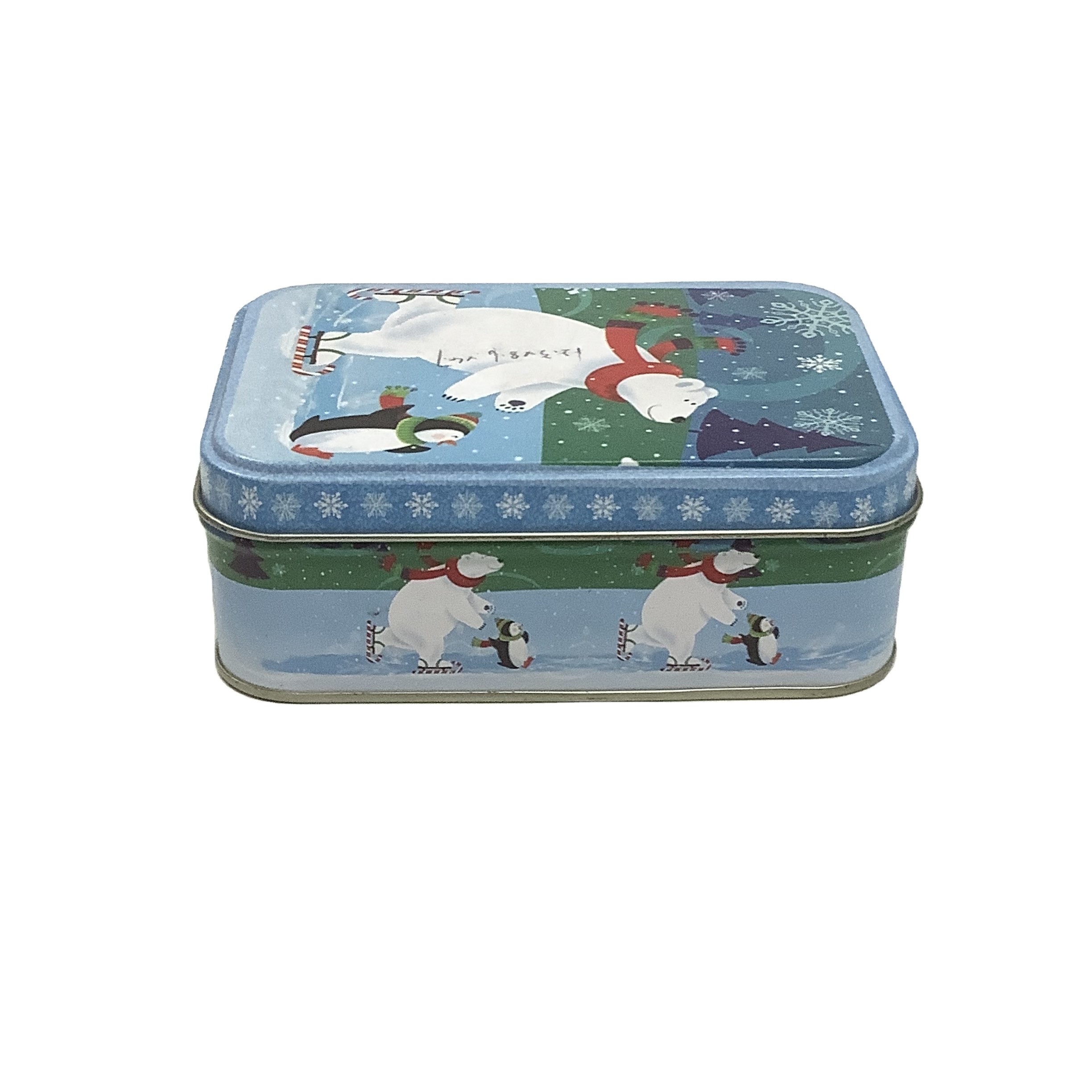 Rectangular Cookies Tin Box Printed Tin Food Containers Vintage Holiday Gift Tins