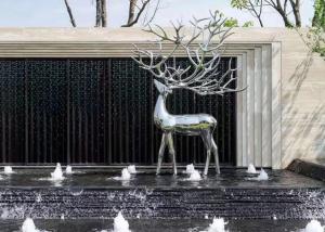 Wholesale 2020 China Stainless Steel Elk Wapiti Metal Sculptures For Garden Wall Art from china suppliers