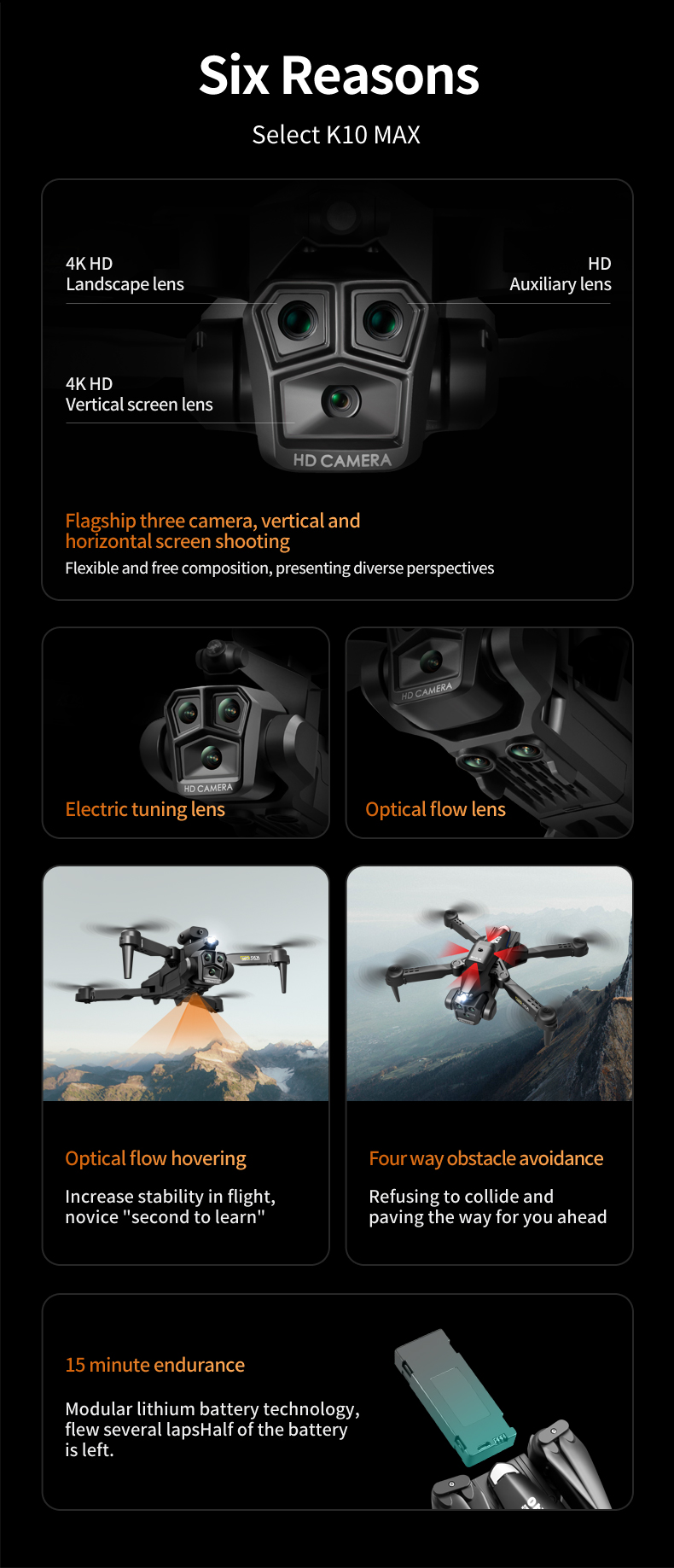 Optical Flow Drone With Triple 4k Camera Wifi Fpv Camera Stabilizer for Beginners Obstacle Avoidance RC Quadcopter 2.4G