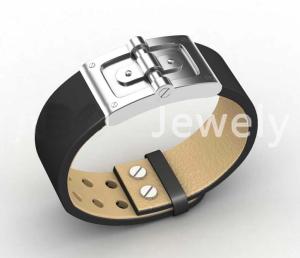 Wholesale Top Quality Europe Fashion Stainless Steel Genuine Leather Silicone Bangle Bracelet ADB253 from china suppliers