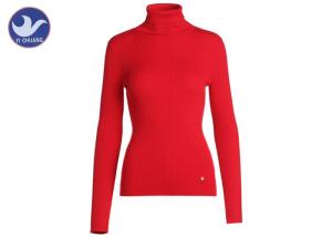 Wholesale Classic Long Sleeves Turtle Neck Knitted Jumper Elbow Slit Ribbed Knitwear Anti - Shrink from china suppliers