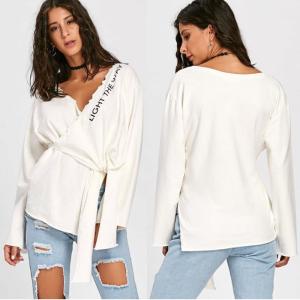 Wholesale Spring Letter Pattern Long Sleeve Knitted Tip Top Women from china suppliers