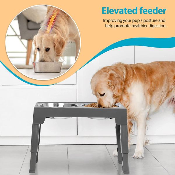 Adjustable Lifting Elevated Dog Feeder Outdoor Dog Bowls With Stand