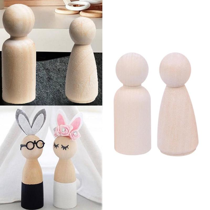 Craft 100Pcs Wooden Peg Dolls Blank ISO9001 Painting