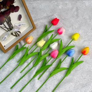 Wholesale PU Tulip Plastic Flower Soft Decoration Indoor And Outdoor Silk Flowers Colorful design flowers from china suppliers