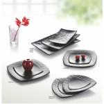 Porcelain Dinnerware Sets / Melamine Black Matte Dinner Set Plate Unique Shape