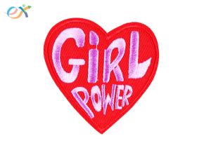 Wholesale Girl Power Heart Shape Embroidery Designs Patches / Iron On Clothing Patches from china suppliers
