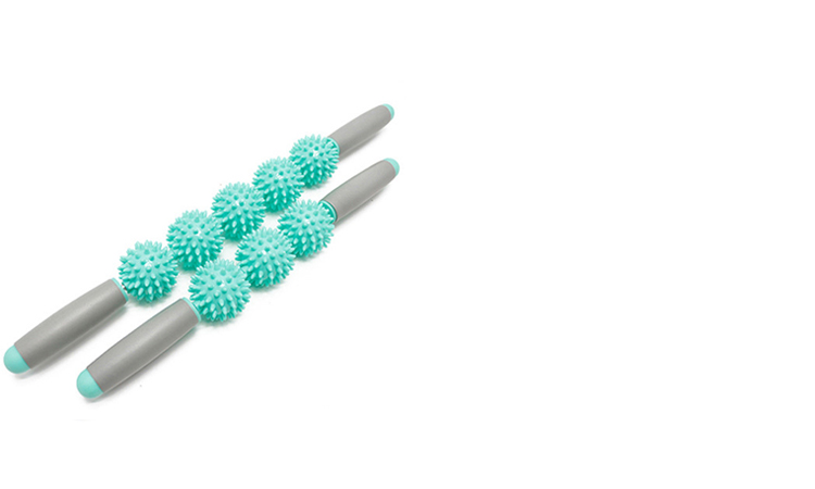 Light Blue 54cm Slipfree Massage Roller Ball Stick 3 Ball Eco Friendly PP Material