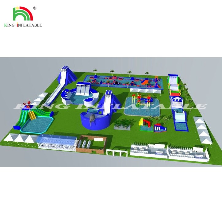 Customized Land Water Amusement Equipment Pool Slides Outdoor Inflatable Water Park