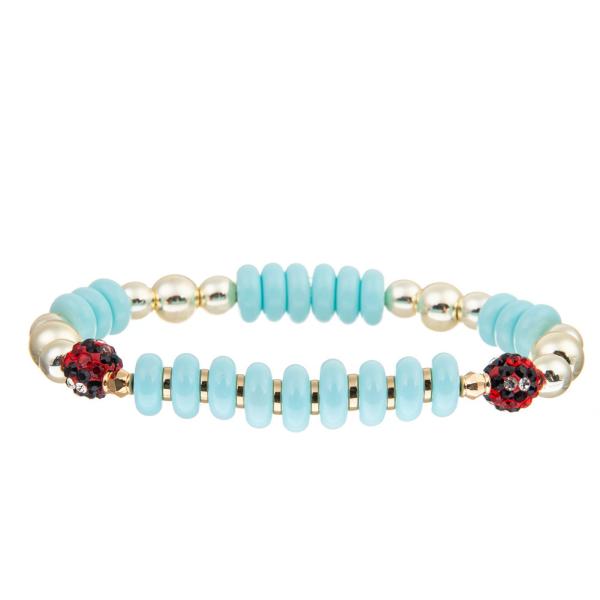 Black Red Diamond Balls Blue Handmade Beads Bracelets For Men'S Women'S Party