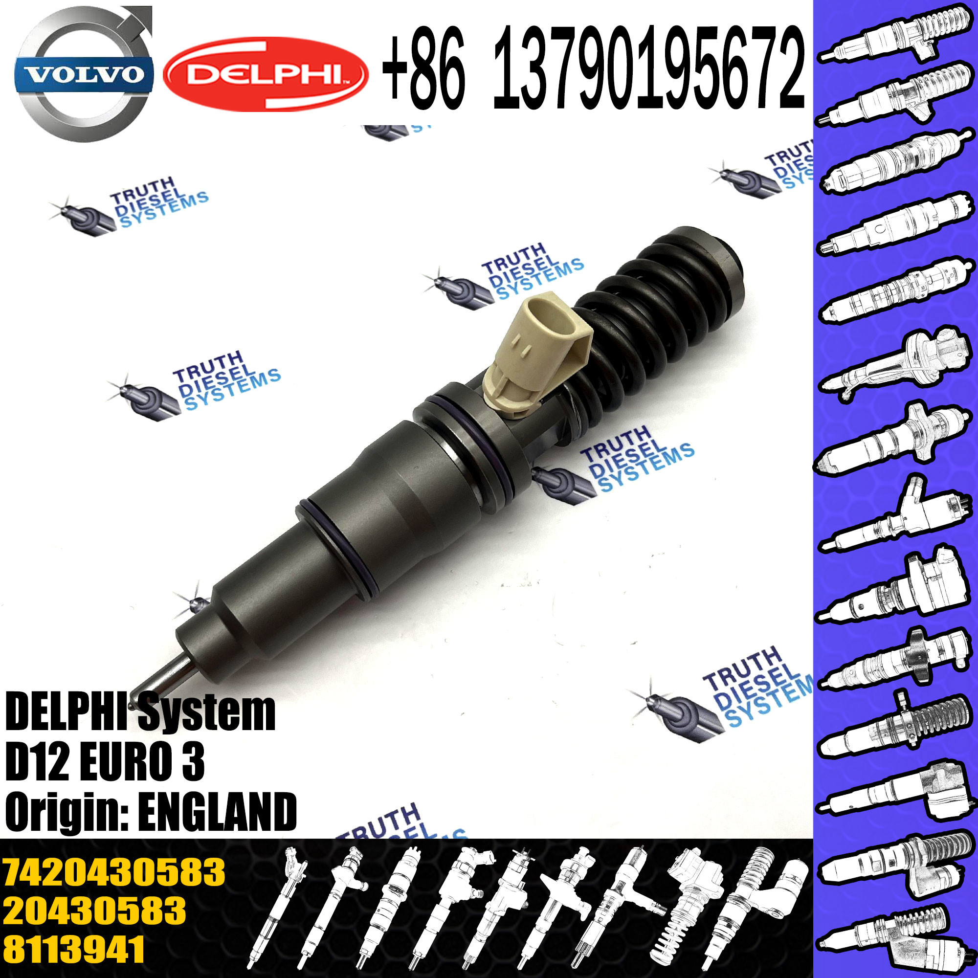 common rail injector 20430583 BEBE4C00101 VOE20430583 for DX12 VOL D12C D12D FH/NH/FM12 fuel injector