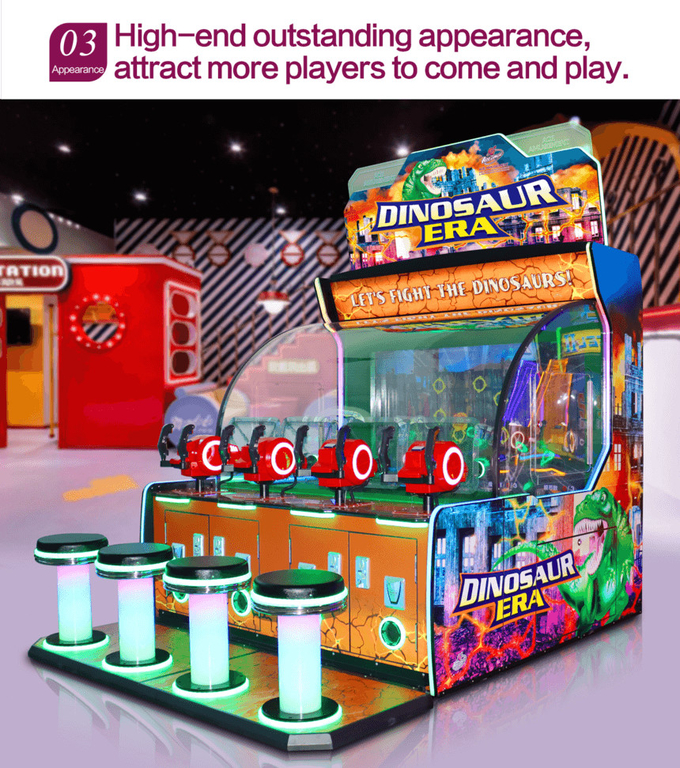 500W Ticket Redemption Game Machine Coin Op Dinosaur Era - 4 Players Ball Shooting Game Arcade Machine