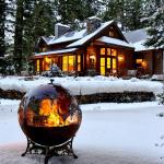 Outdoor 800mm Diameter Rustic Red Steel Fire Ball Or Customized