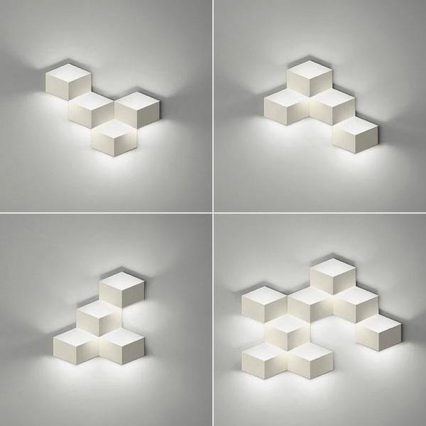 Modern Creative geometry Wall Lamp Bedroom Bedside Living Room Aisle three